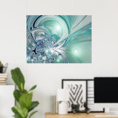 Abstract kunstlicht Poster twee tonnen blauw glas (Thuiskantoor)