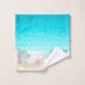 Abstract Kunstmatig Bleek Turquoise Beige Coral Pi Bad Handdoek (Wasdoekje)
