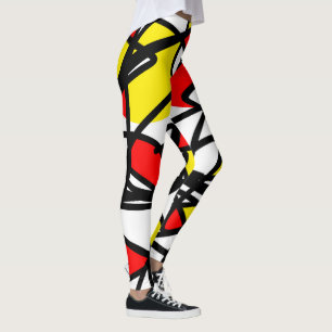 Abstract kunstmatig rood-zwart-witminimalisme leggings