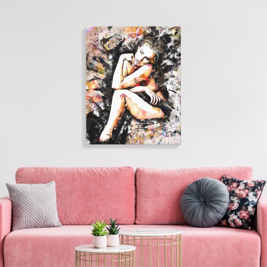 Abstract kunstschilderCanvas van prachtige dame Canvas Afdruk (Insitu (Woonkamer))