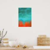 Abstract kunstschilderen, rood, Oranje, Aqua, Blau Poster (Keuken)