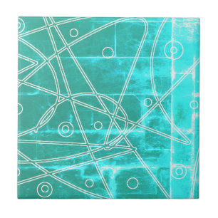 Abstract Kunstturquoise-lijnen Minimalisme Tegeltje
