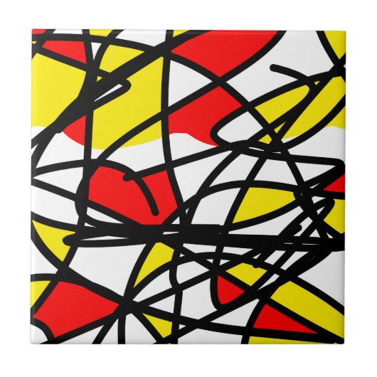 Abstract Kunstvet, helder, fijn rood Tegeltje (Voorkant)