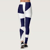 Abstract kunstvette donkerblauw wit leggings (Achterkant)