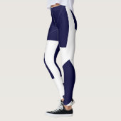 Abstract kunstvette donkerblauw wit leggings (Links)