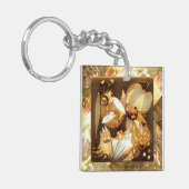 Abstract Kunstwerk Gouden Spronk Sleutelhanger (Voorkant Links)