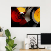 Abstract kunstwerk Poster Lunar Space Red Yellow (Thuiskantoor)
