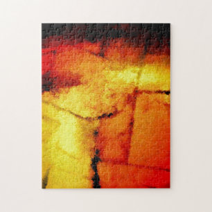 Abstract kunstwerk, roodgeel, modern legpuzzel