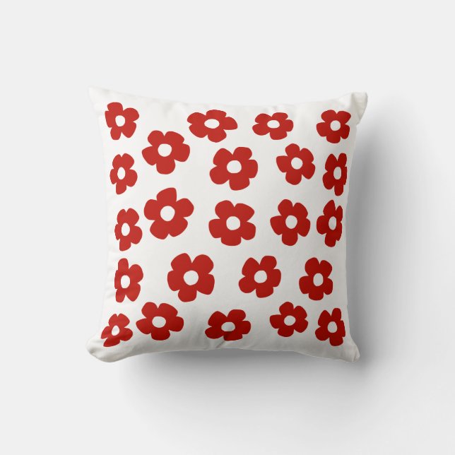 Abstract kussen met rode bloempatroon (Voorkant)