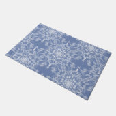 Abstract Lacy Fractal Snowflake Pattern op Blue Deurmat (Schuin)