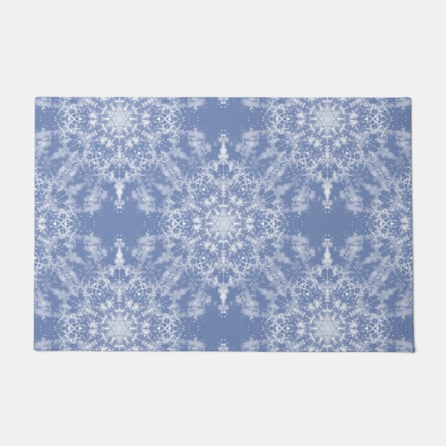 Abstract Lacy Fractal Snowflake Pattern op Blue Deurmat (Voorkant)