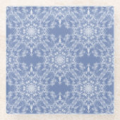 Abstract Lacy Fractal Snowflake Pattern op Blue Glazen Onderzetter (Voorkant)
