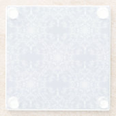 Abstract Lacy Fractal Snowflake Pattern op Blue Glazen Onderzetter (Achterkant)