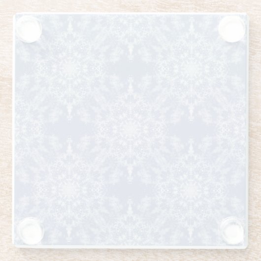 Abstract Lacy Fractal Snowflake Pattern op Blue Glazen Onderzetter (Achterkant)