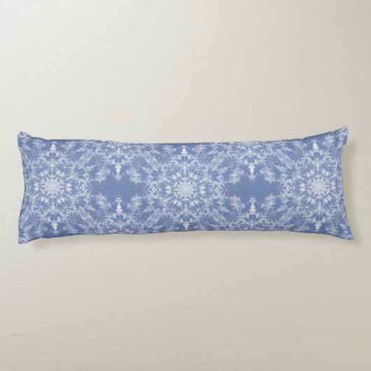 Abstract Lacy Fractal Snowflake Pattern op Blue Lichaamskussen (Achterkant)