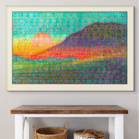 Abstract Landschap bij zonsopgang of zonsondergang Canvas Afdruk