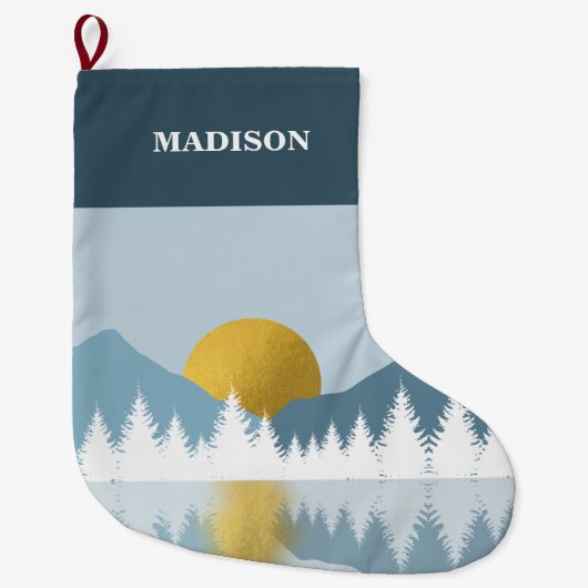 Abstract landschap Golden Winter Sunset Sunrise Grote Kerstsok (Voorkant)