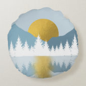 Abstract landschap Golden Winter Sunset Sunrise Rond Kussen (Achterkant)