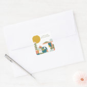 Abstract landschap in Blauwgroen, aangepast Vierkante Sticker (Envelop)