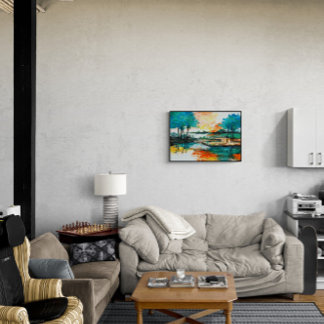 Abstract Landschap, Kleurrijk Acrylschilderij Poster