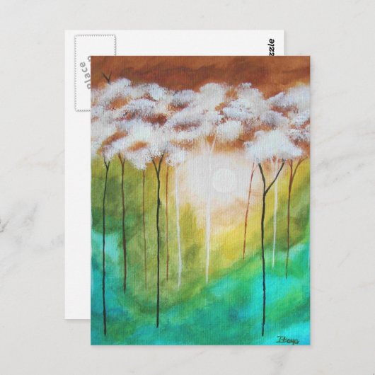 Abstract landschap Kunstdadens Lichte Skinny Trees Briefkaart (Voorkant / Achterkant)