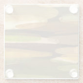 Abstract landschap met aardtoon glazen onderzetter (Achterkant)