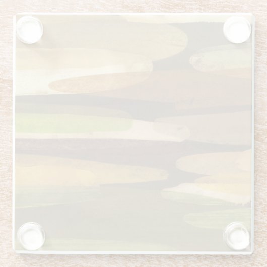 Abstract landschap met aardtoon glazen onderzetter (Achterkant)