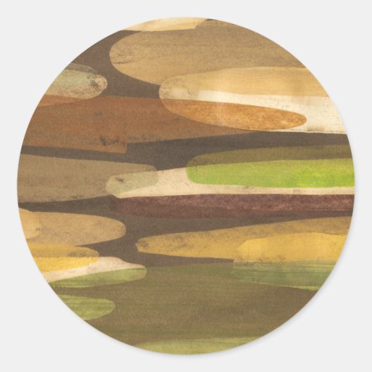 Abstract landschap met aardtoon ronde sticker (Voorkant)