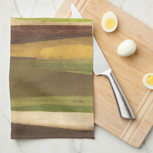 Abstract landschap met aardtoon theedoek (Quarter Fold)