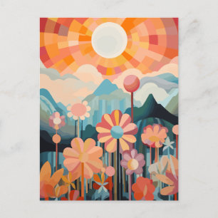 Abstract Landschap met bloemen Briefkaart