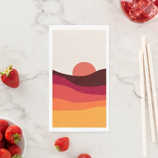 Abstract landschap met zee bij zonsondergang servet (Insitu)