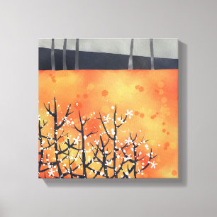 Abstract landschap Oranje kunst Canvas Afdruk