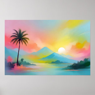 Abstract Landschap Strand Sky Natuur Achtergrond K Poster