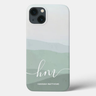 Abstract landschap van de groene Waterverf iPhone 13 Hoesje