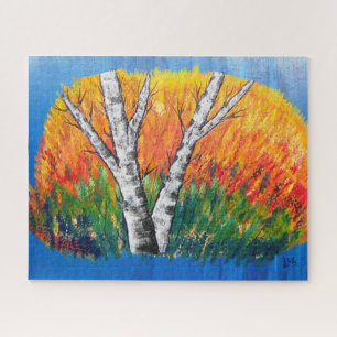 Abstract landschap van het vogelbos legpuzzel