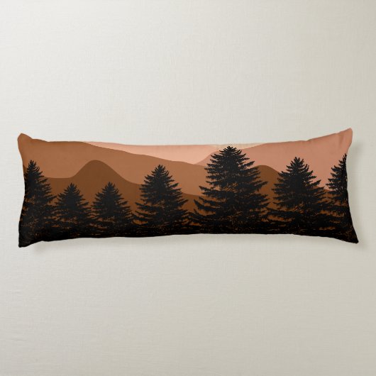 Abstract landschapsbos Bomen regenboog & vogels Lichaamskussen (Achterkant)