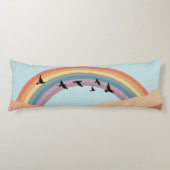 Abstract landschapsbos Bomen regenboog & vogels Lichaamskussen (Voorkant)