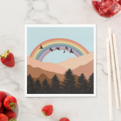 Abstract landschapsbos Bomen regenboog & vogels Servet (Insitu)