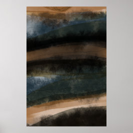 Abstract Landschapsschilderij Art Dark Earth Tones Poster