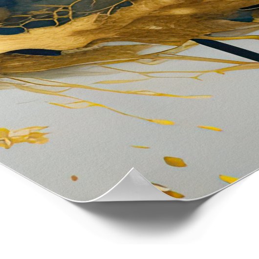 Abstract Landschapsschilderij Goud Blauw Groen Poster (Hoek)