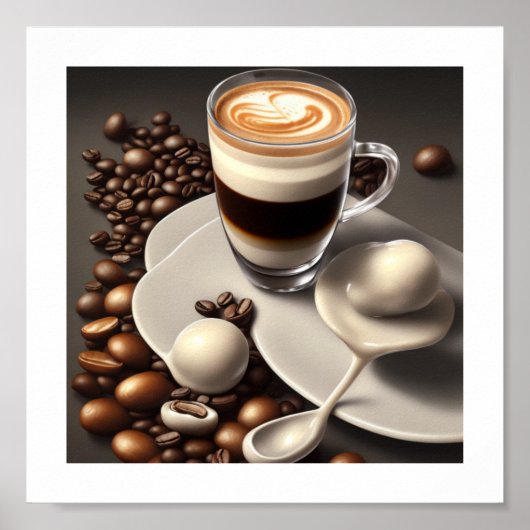 Abstract latte Macchiato Coffee Poster (Voorkant)