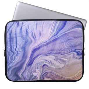Abstract lavendel & indigoblauw vloeiend marmerpat laptop sleeve