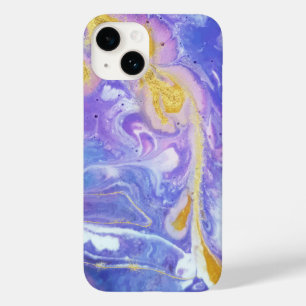 Abstract lavender en Gold Fluid Case-Mate iPhone 14 Hoesje