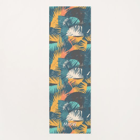 Abstract Leaf Pattern custom monogram yogamat (Voorkant)