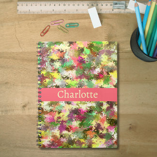 Abstract Leaves Paint Splatter Autumn Color Name Notitieboek