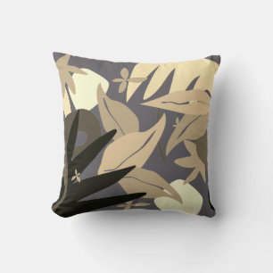 Abstract lederen Sierkussen met grijs en cream