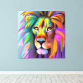 Abstract Leeuw Gezicht Mystieke Fantasy Kunst Canvas Afdruk (Insitu (Houten vloer))