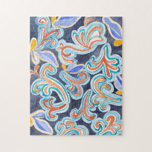 Abstract legpuzzel met waterverf in vintage stijl