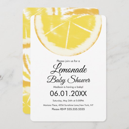 Abstract Lemon Citrus Yellow Lemonade Baby shower Kaart (Voorkant / Achterkant)