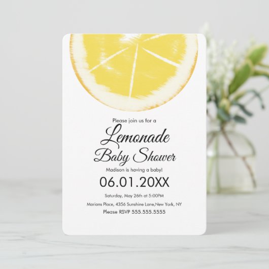Abstract Lemon Citrus Yellow Lemonade Baby shower Kaart (Staand voorkant)